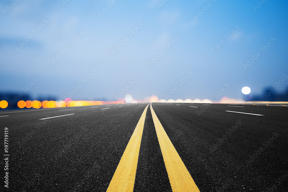 Naklejka premium Synthetic material, asphalt road and sky