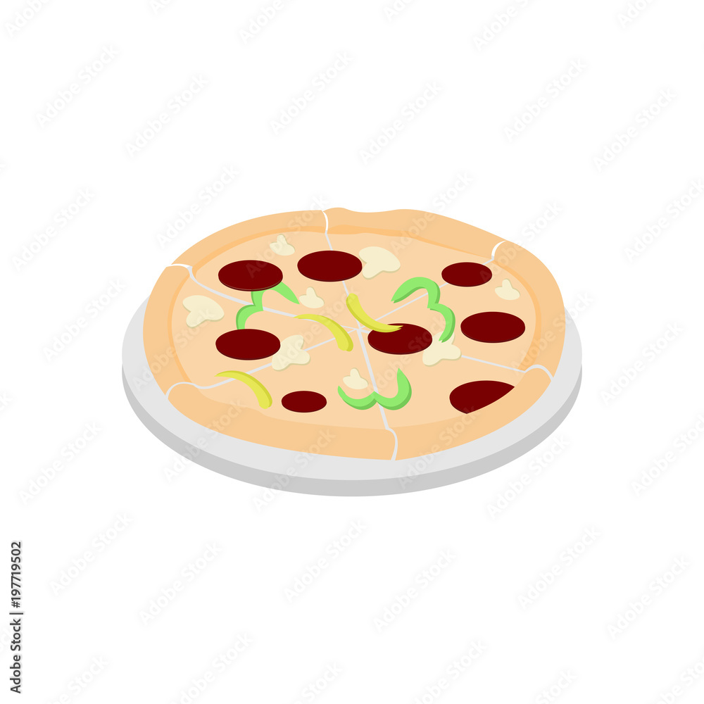 Organic Delicious Pizza Food Cafe Illustration Organic Delicious Pizza Food Cafe Illustration