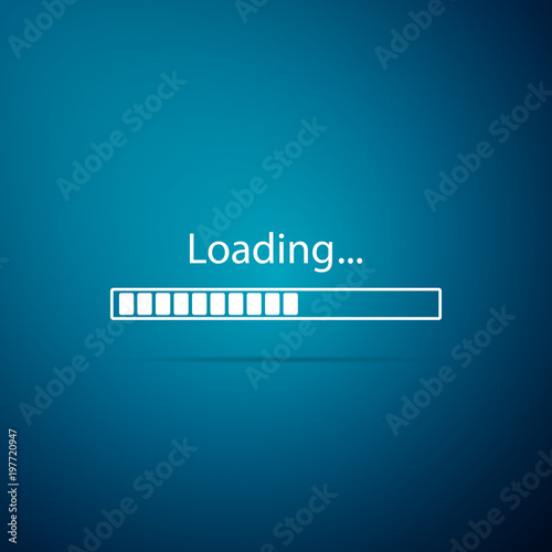 Loading icon isolated on blue background. Progress bar icon. Flat design. Vector Illustration photo