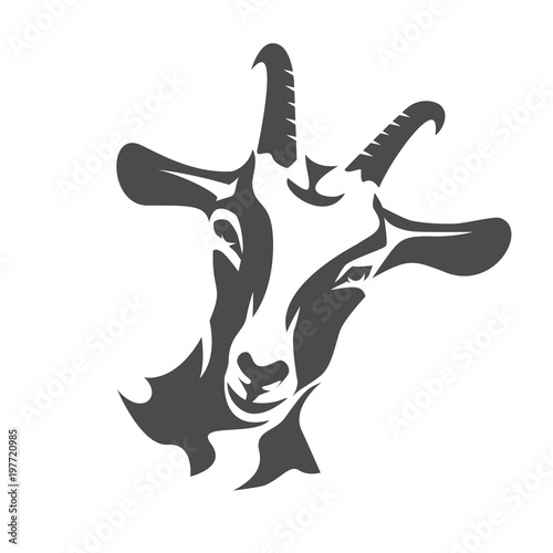 Fototapete black goat face stylized vector symbol, agriculture concept