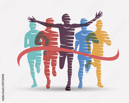 running athletes symbol, sport and competition concept