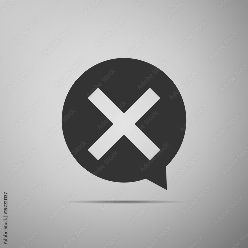 Fototapeta premium X Mark, Cross in circle icon isolated on grey background. Check cross mark icon. Flat design. Vector Illustration