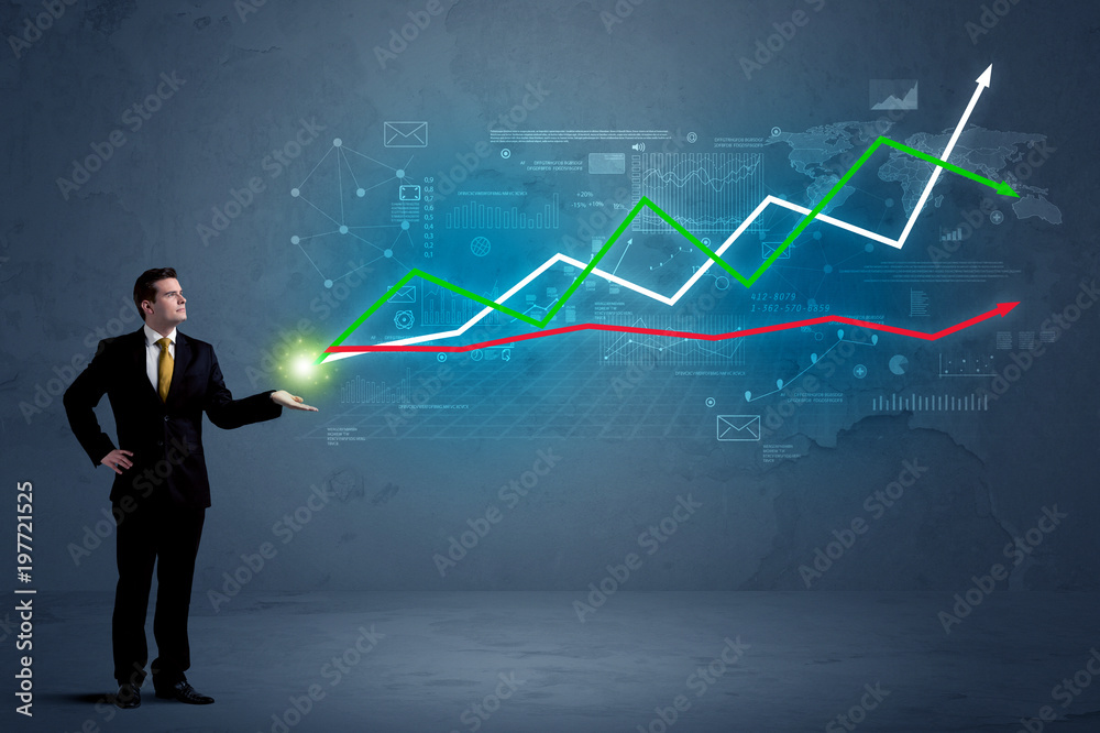 Business man holding stock-market Business man holding stock-market