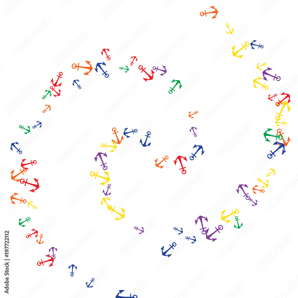 Obraz premium Pretty summer background with anchors. Anchor In Cartoon Free Style. Pattern Art Illustration Vector