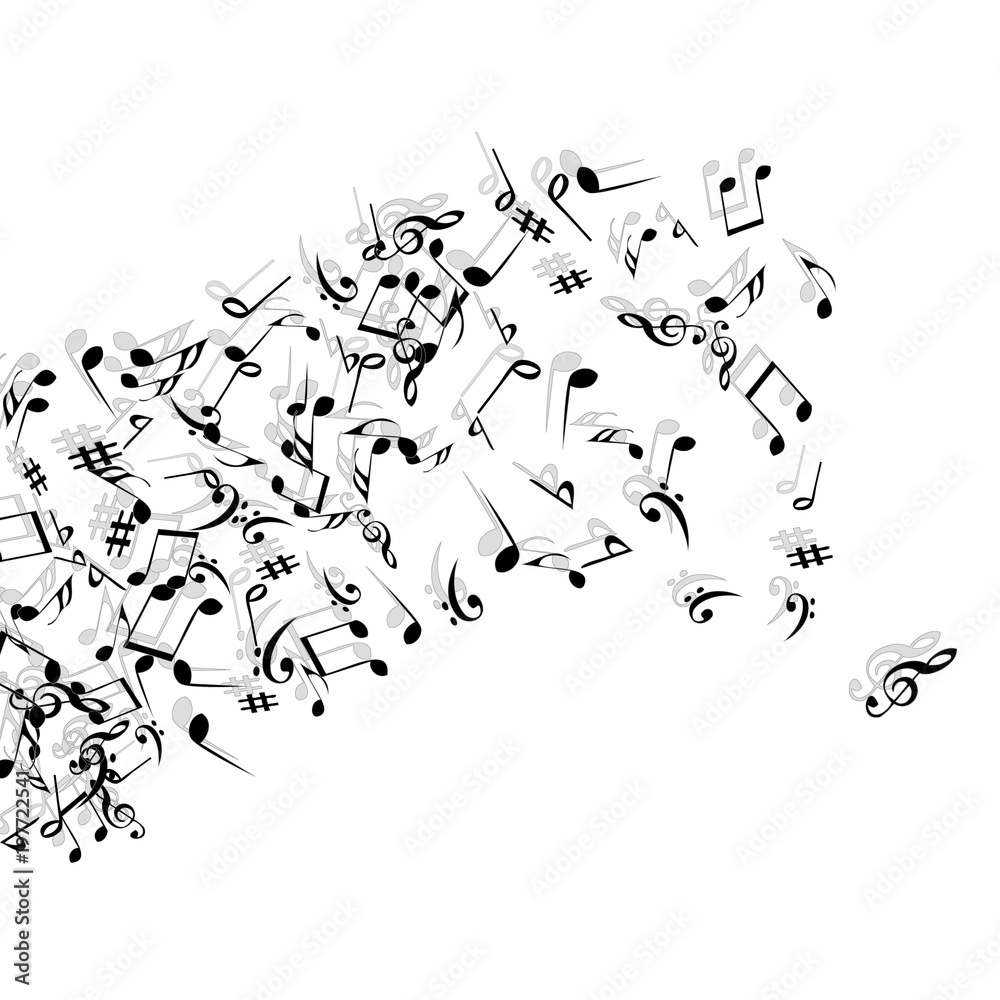 Vector Confetti Background Pattern. Element of design. Music Signs on a black Background Vector Confetti Background Pattern. Element of design. Music Signs on a black Background