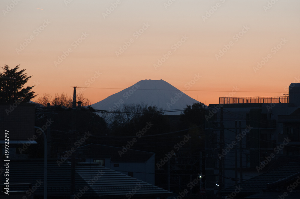 Mt. Fuji with City View is taken around Tokyo. Mt. Fuji is one of the tallest mountain in Japan.