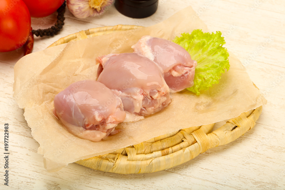 Boneless raw chicken thighs