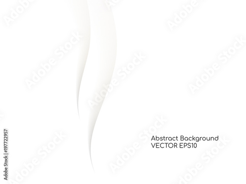 Abstract vector wavy white background with gray color smooth curves wave lines for divider line design elements or background
