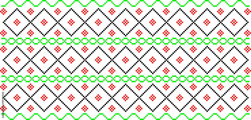 Traditional Romanian folk art knitted embroidery pattern Traditional Romanian folk art knitted embroidery pattern