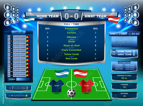 Scoreboard Broadcast and Lower Thirds Template for sport soccer and football