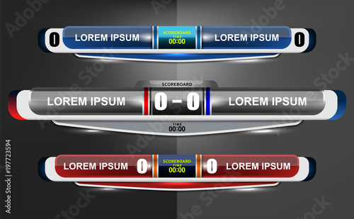 Vector Illustration Graphic of Scoreboard Broadcast and Lower Thirds Template for sport soccer and football