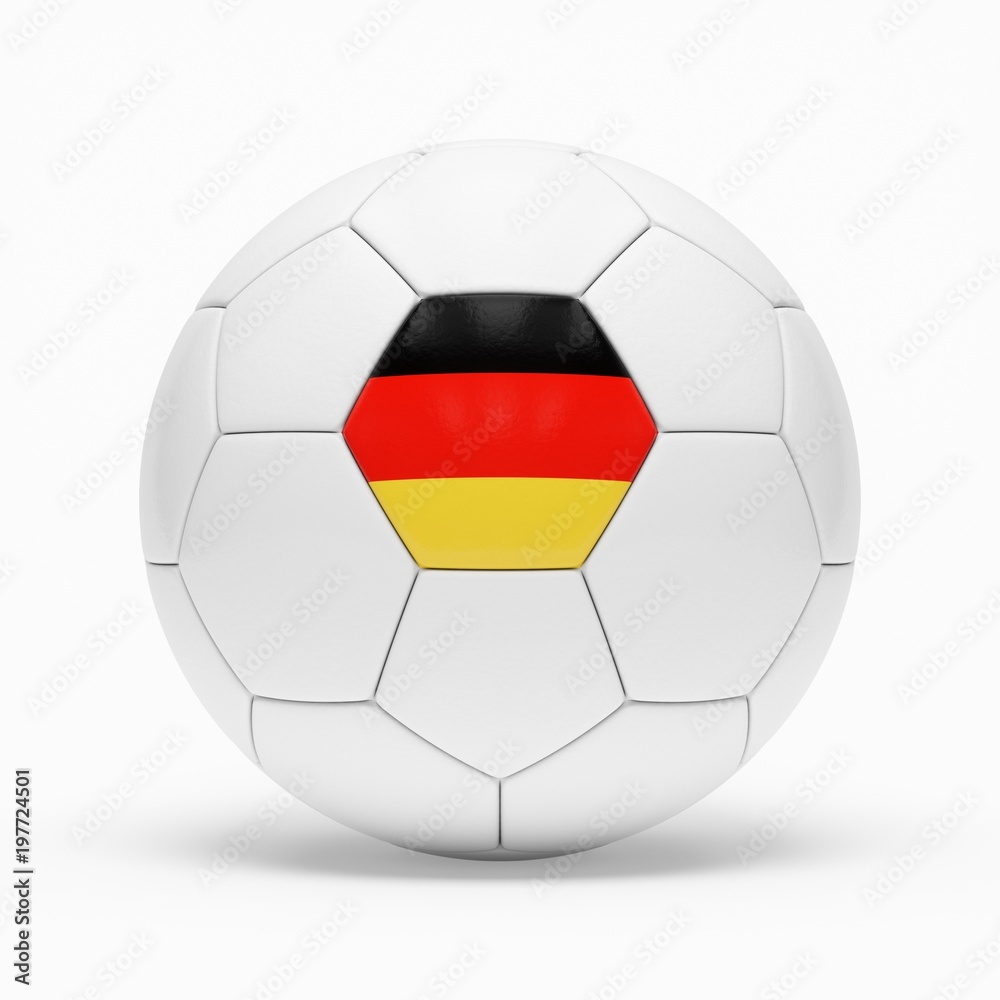 3d rendering of soccer ball with Germany flag isolated on a white background