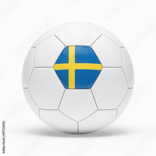 3d rendering of soccer ball with Sweden flag isolated on a white background