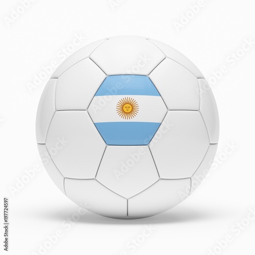3d rendering of soccer ball with Argentina flag isolated on a white background
