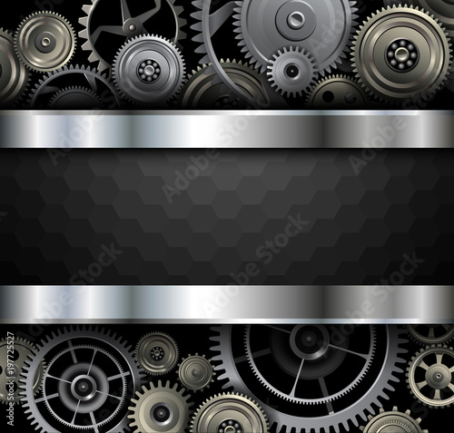 Elegant background, gold and black with gears inside