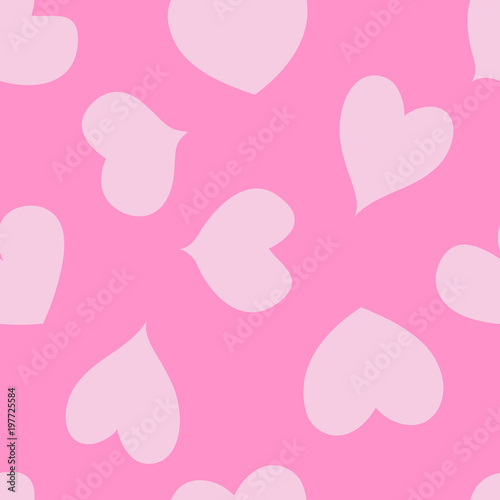 Pink background with hearts, seamless pattern, endless texture, vector illustration.