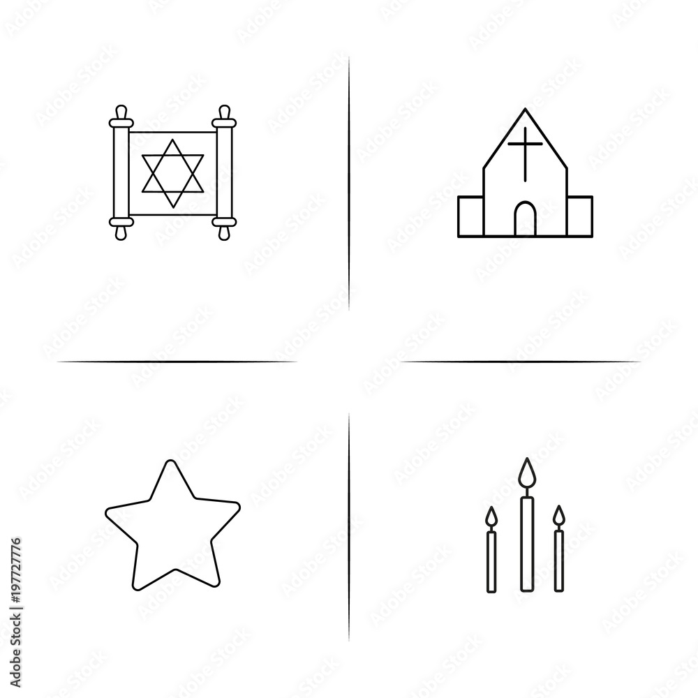 Religion simple linear icons set. Outlined vector icons Religion simple linear icons set. Outlined vector icons
