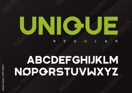 Unique vector bold industrial typeface design, uppercase letters