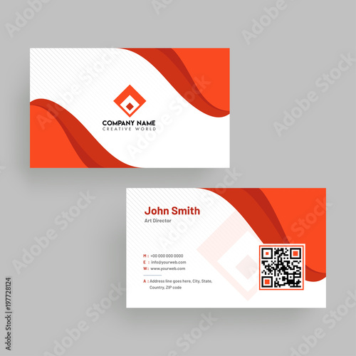 Horizontal business card with front and back presentation.