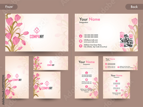 Horizontal business card with front and back presentation.