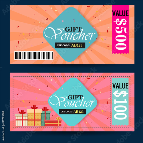 Gift voucher, certificate, discount card, or coupon template.