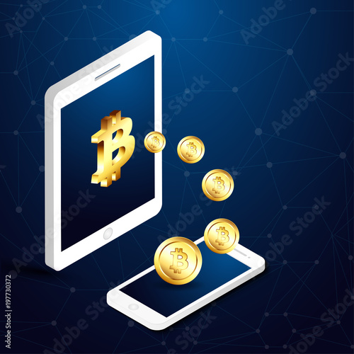 Concept of trnasfer of bitcoins.