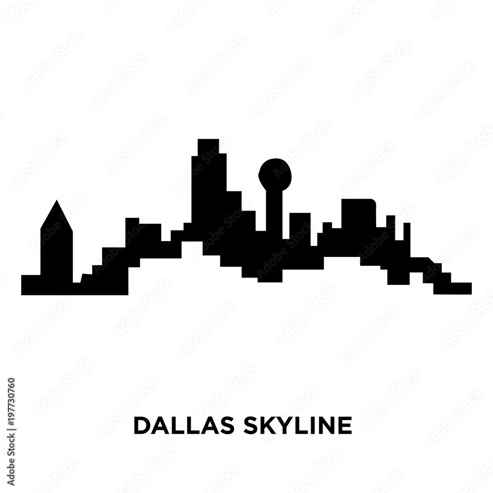 dallas skyline on white background, vector illustration
