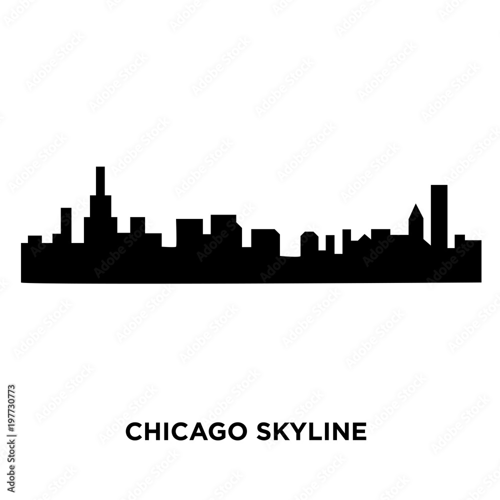 chicago skyline silhouette on white background, vector illustration