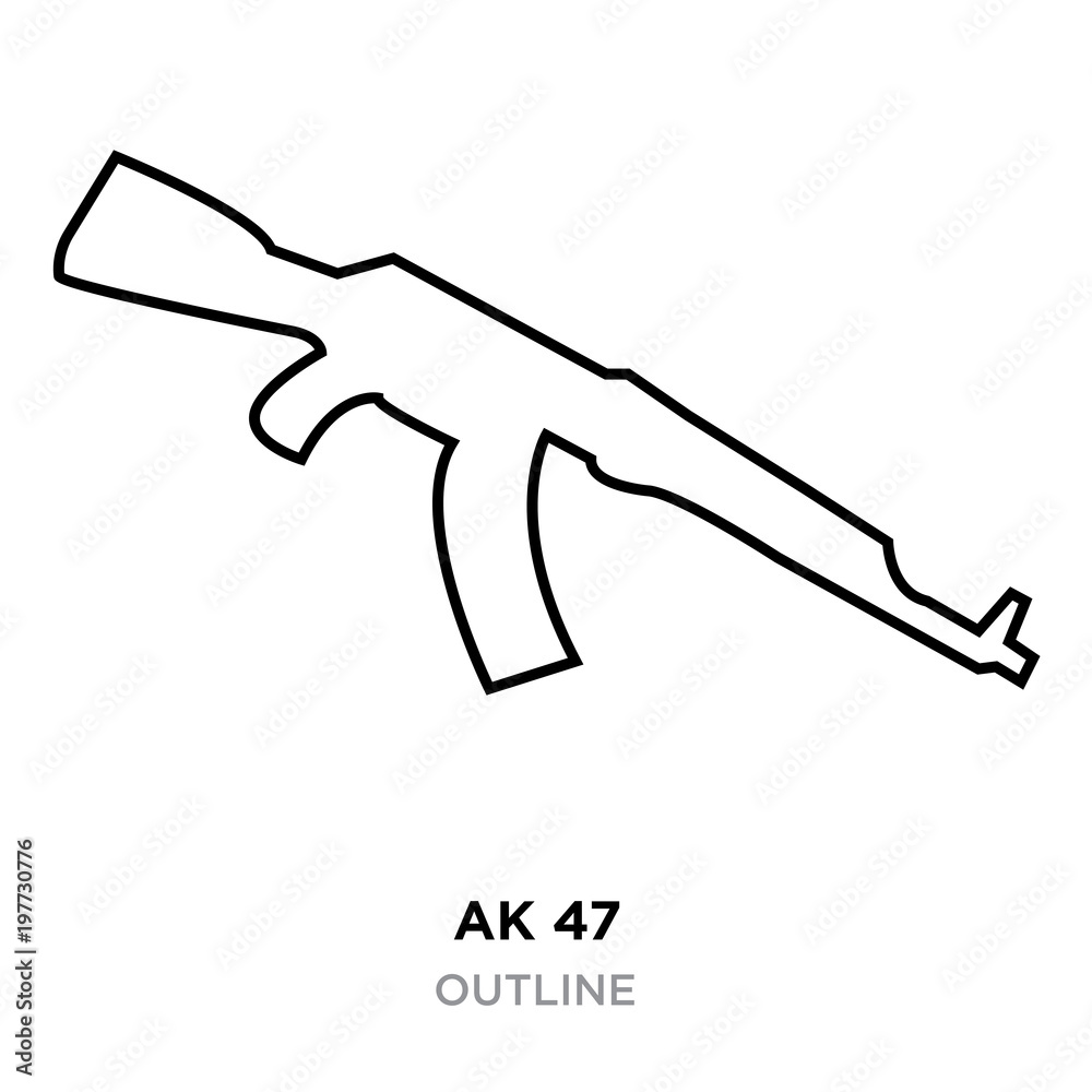 ak47 outline on white background, vector illustration Stock Vector ...
