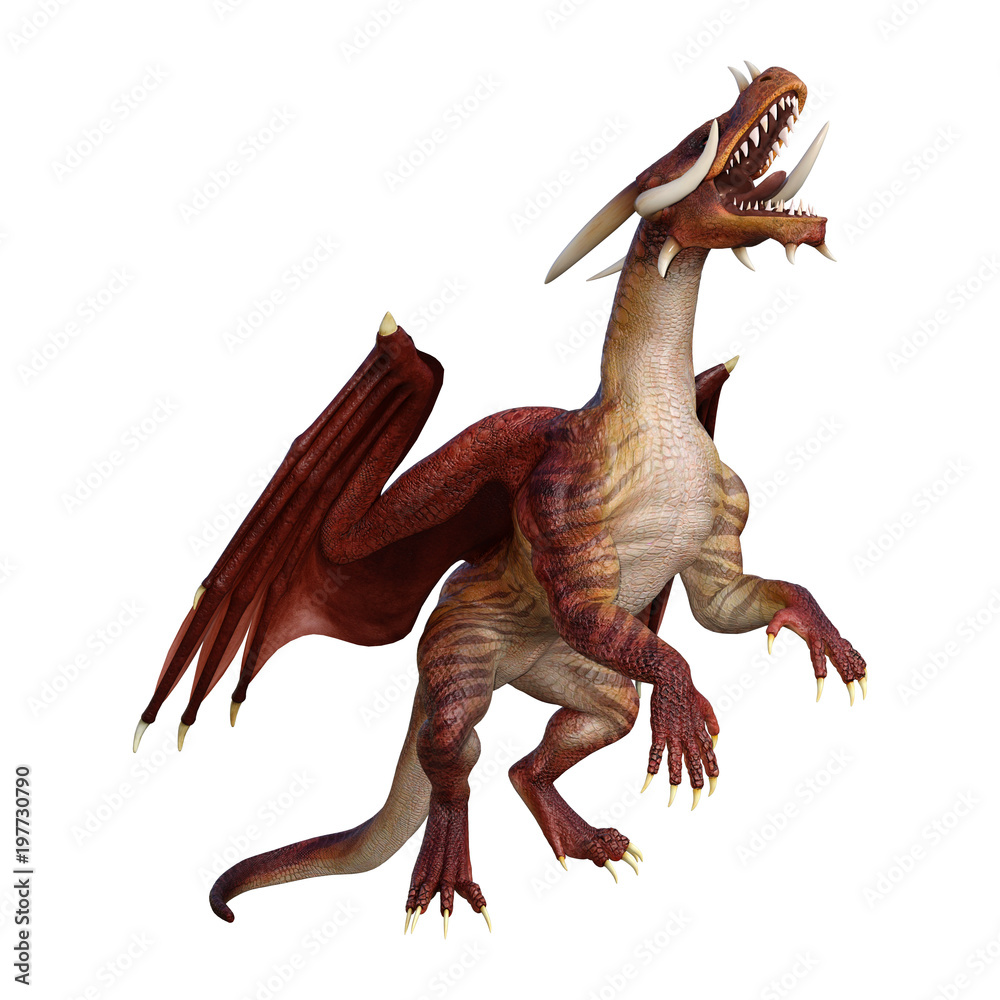 Naklejka premium 3D Rendering Fantasy Dragon on White