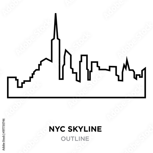 nyc skyline outline on white background, vector illustration