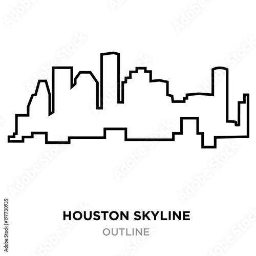 houston skyline outline on white background, vector illustration