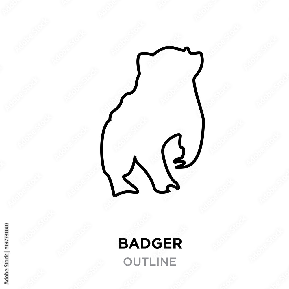 Fototapeta premium badger outline on white background, vector illustration
