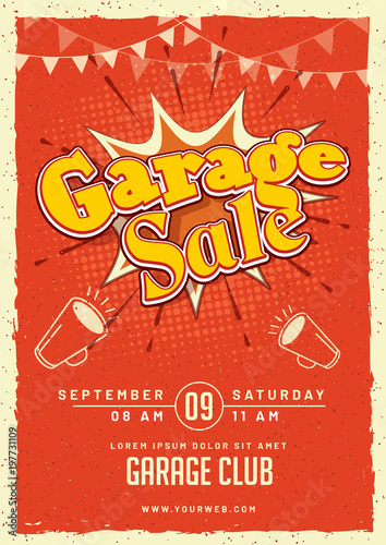 Garage or yard sale event announcement printable poster or banner template.
