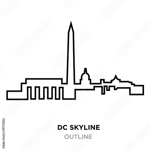 dc skyline outline on white background, vector illustration