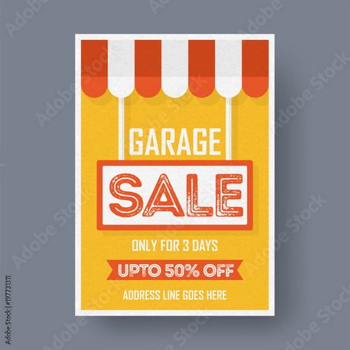 Garage or yard sale event announcement printable poster or banner template.