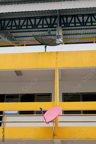 Black and Red Satellite Dishes 