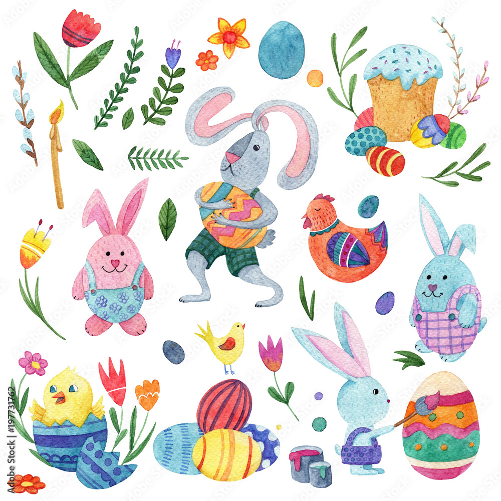 great watercolor Easter set great watercolor Easter set