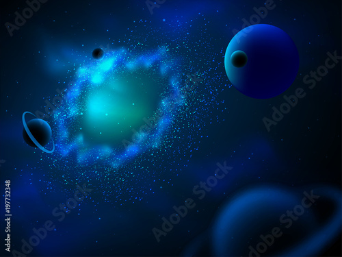 Fototapeta Naklejka Na Ścianę i Meble -  Cosmic galaxy background with nebula, stardust and bright shining stars. Brochures, posters, or banner design.