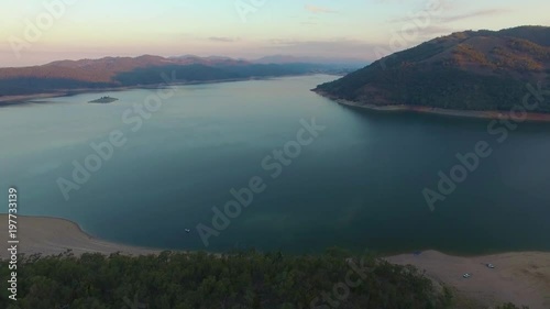 Wallpaper Mural Scenic flight over native Australian forest away from beautiful lake at sunset Torontodigital.ca