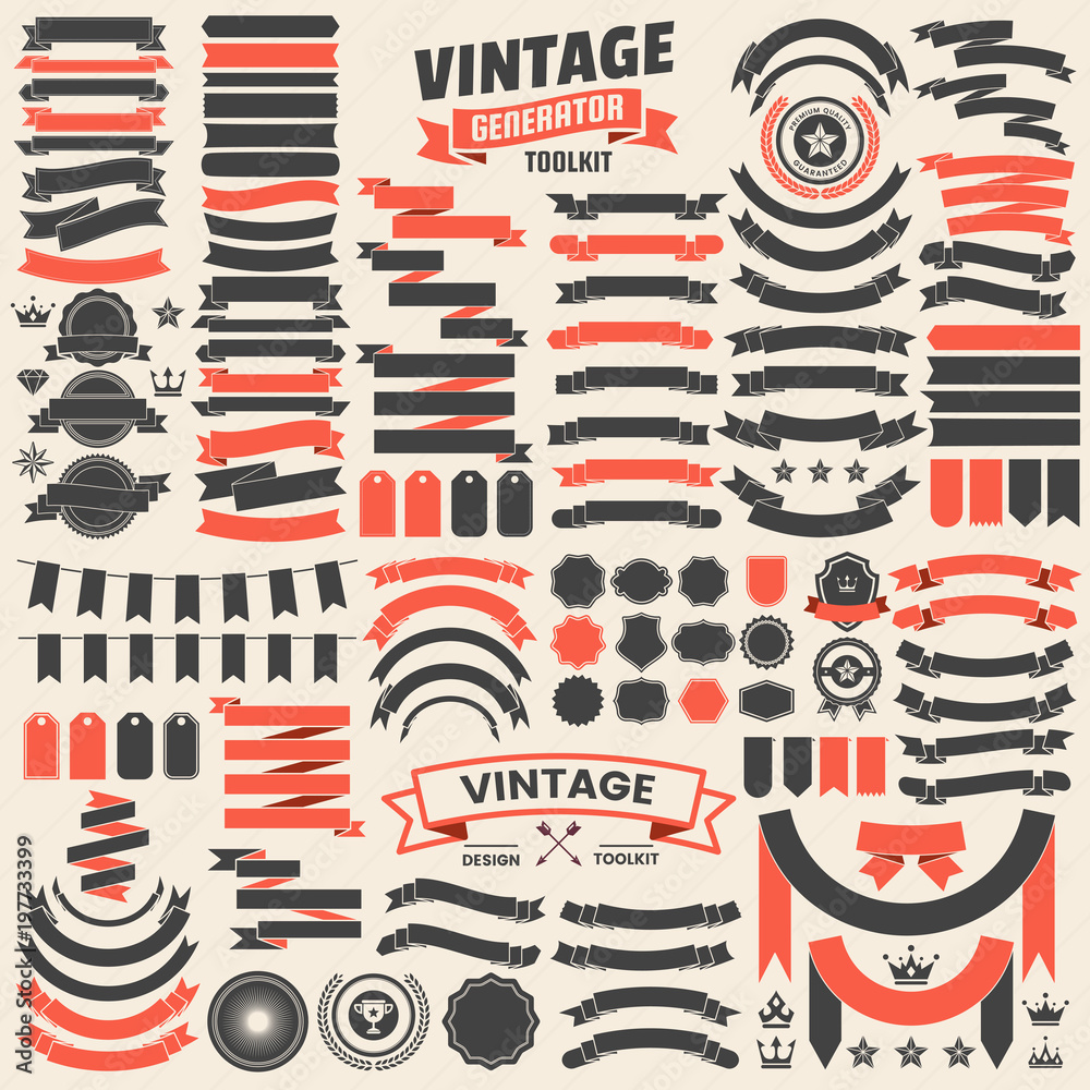 Ribbon Vintage Vector Logo for banner