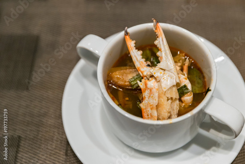 Crab tom yum soup photo