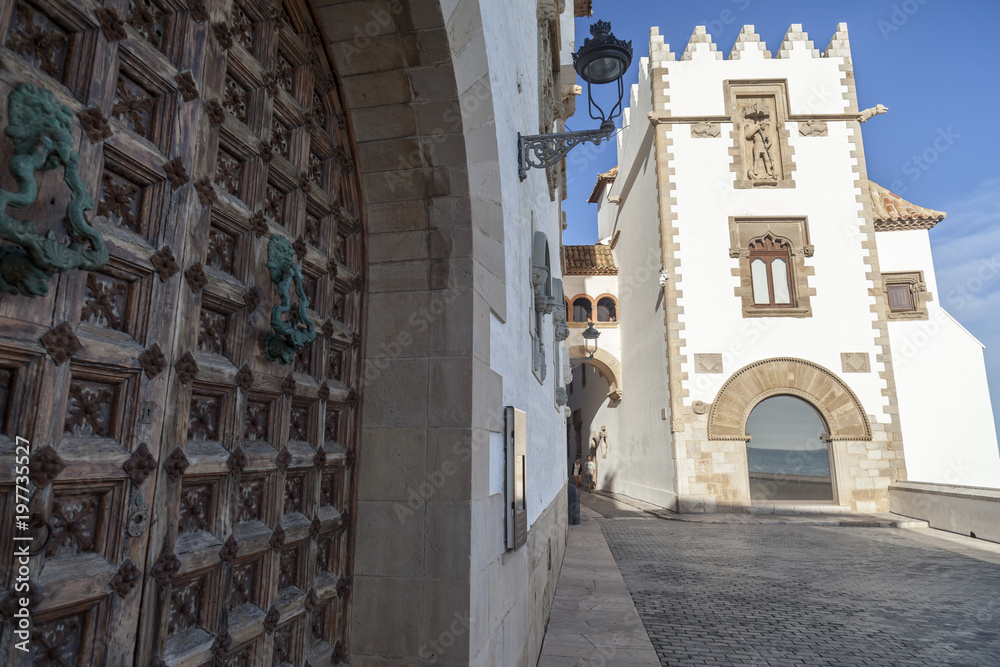 Palace, Palau Mar i Cel in catalan village of Sitges, province Barcelona, Catalonia, Spain.