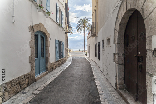 Street in catalan village of Sitges  province Barcelona  Catalonia  Spain.