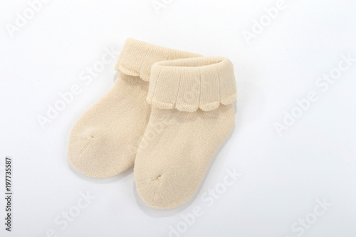 yellow sock close-up on isolated white background