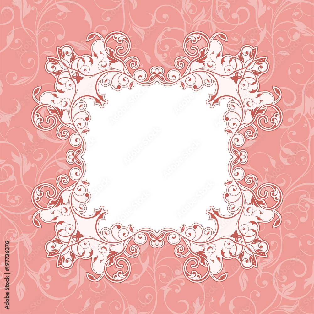 Pink floral background with frame Pink floral background with frame