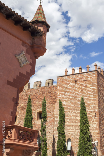 Artistic architecture,Can Modolell,ancient fortified defense tower.Viladecans,Catalonia,Spain. photo