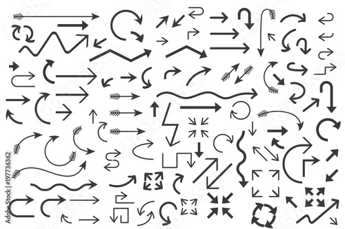 Black arrows set. Large collection of simple icons