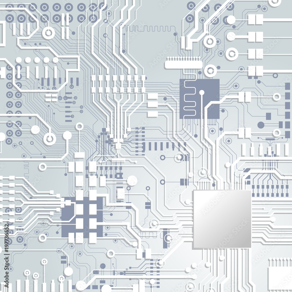 Vector circuit board illustration. Abstract technology. Microchip background.