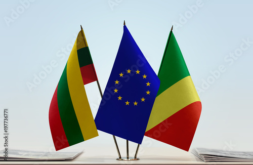 Flags of Lithuania European Union and Republic of the Congo